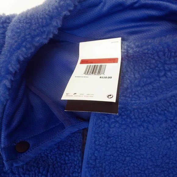 Nike Yoga Sherpa Training Half Snap Button Sweatshirt Mens Size L Fleece Purple - Picture 3 of 5